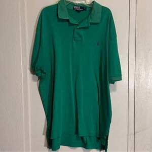 Polo Ralph Lauren Bright Green Cotton Polo Shirt with purple logo size Large